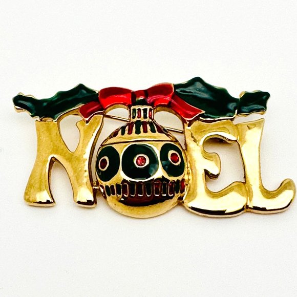 Vintage Christmas Noel Brooch by AAi - Picture 2 of 4